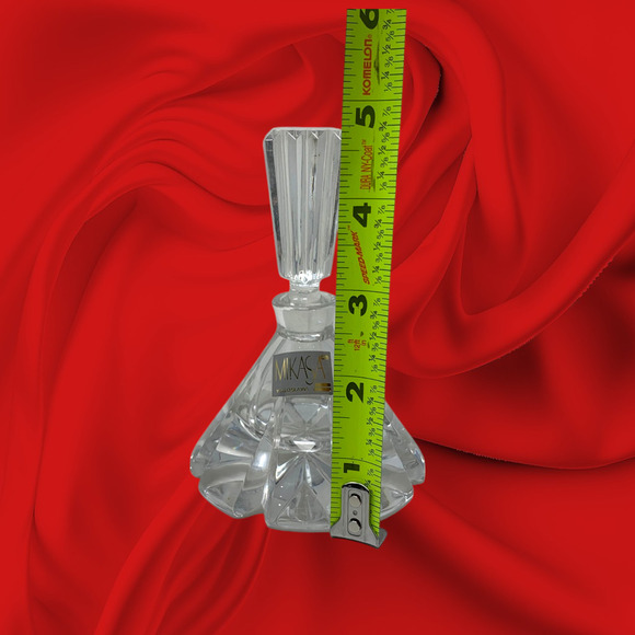 Vintage Mikasa Clear Crystal Perfume Bottle 5" Stopper Mint Condition Sticker - Picture 6 of 7